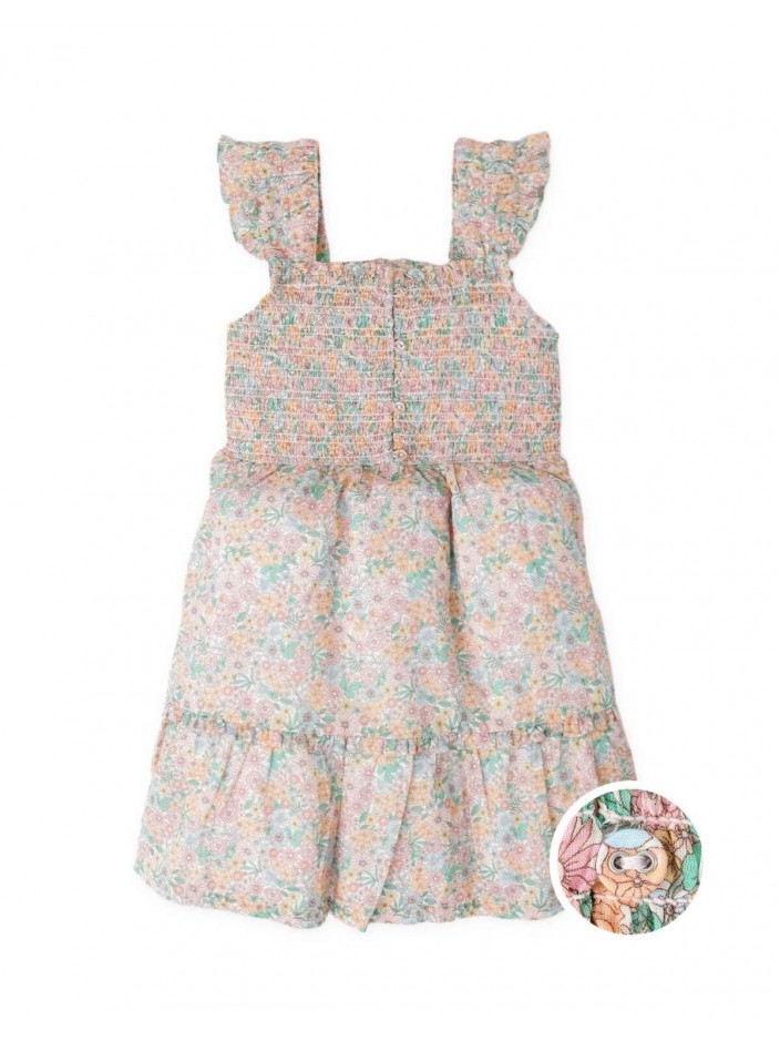 Cosima Floral Smocked Dress with Ruffle Sleeves