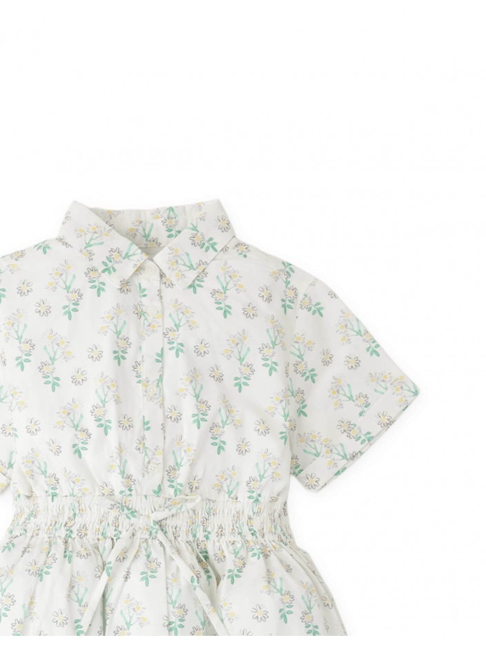 Gloria Daisy Print Dress with Notched Collar