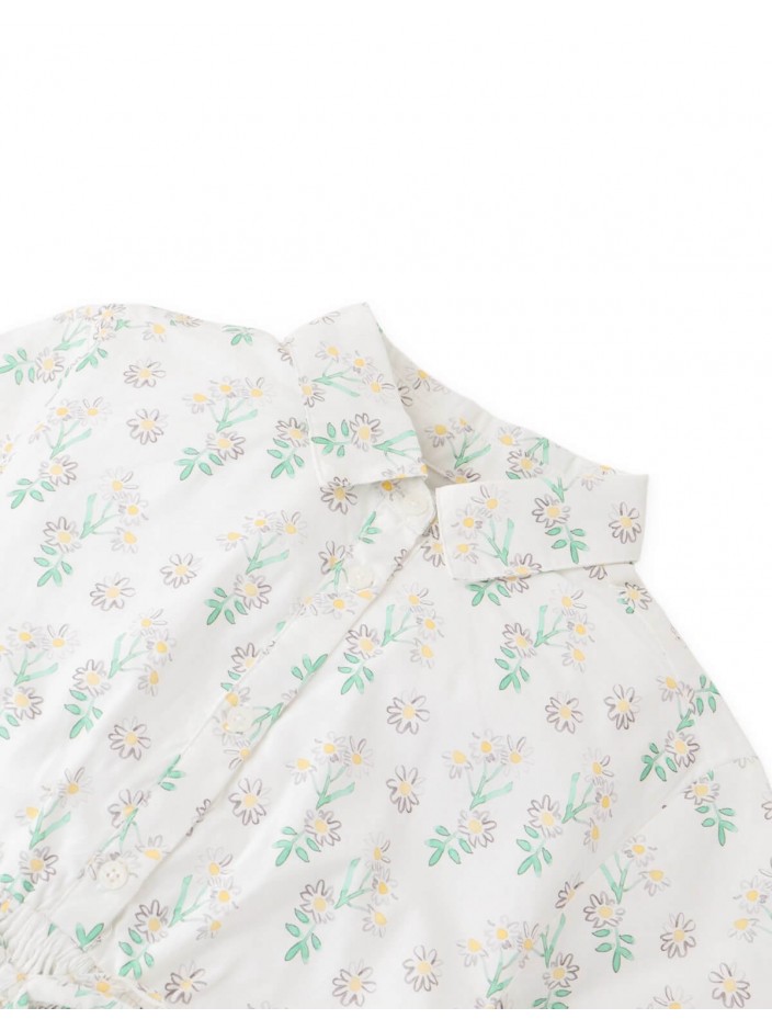 Gloria Daisy Print Dress with Notched Collar