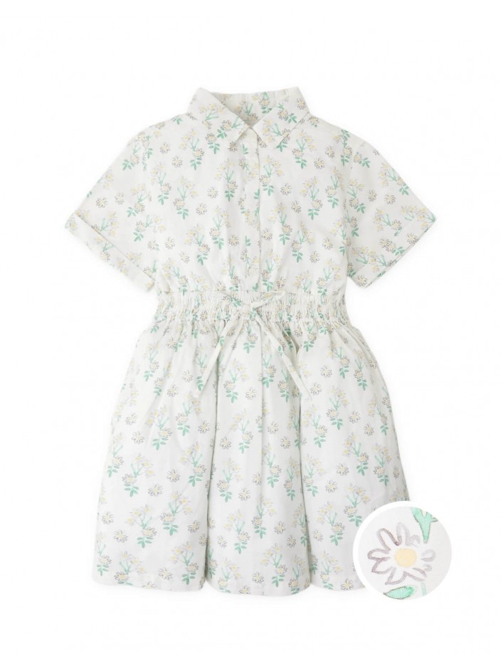 Gloria Daisy Print Dress with Notched Collar