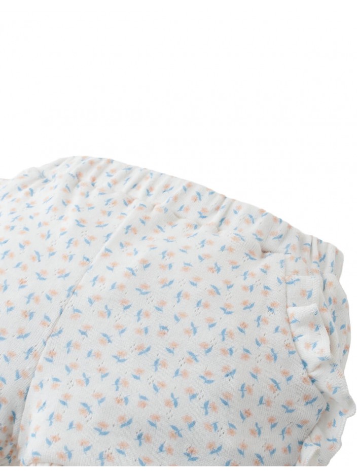 Baby Dina Pointelle Shorts with All-Over Bird Print and Ruffles