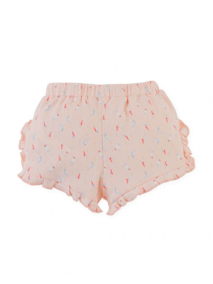 Baby Dina Pointelle Shorts with All-Over Floral Print and Ruffles