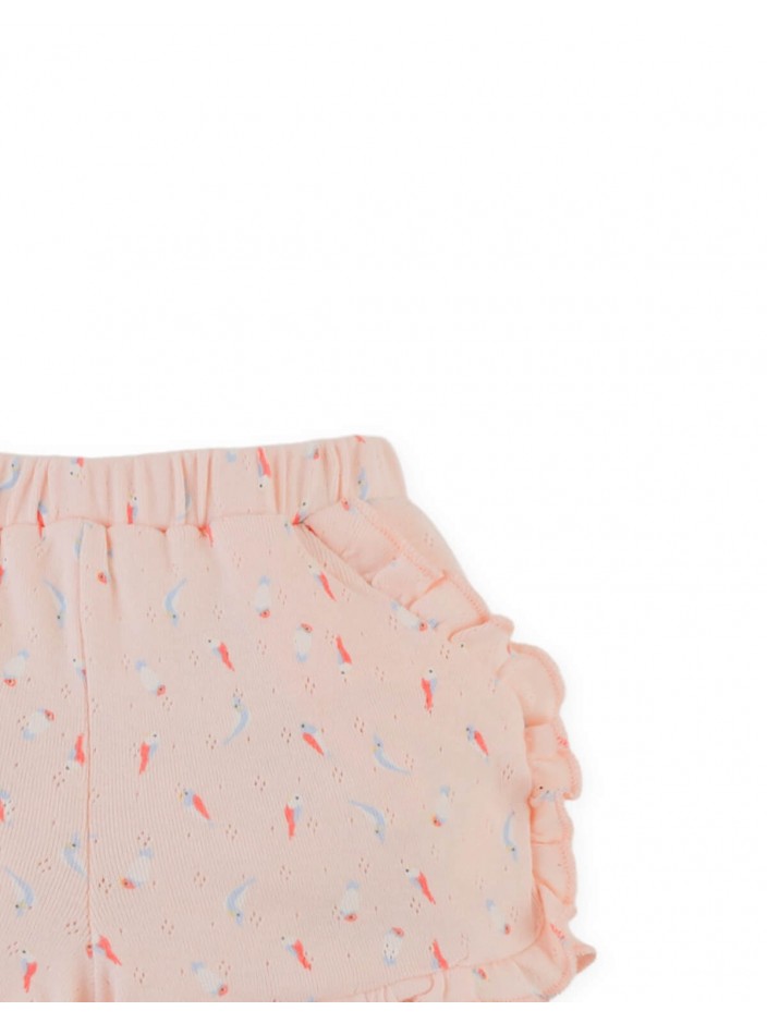 Baby Dina Pointelle Shorts with All-Over Floral Print and Ruffles