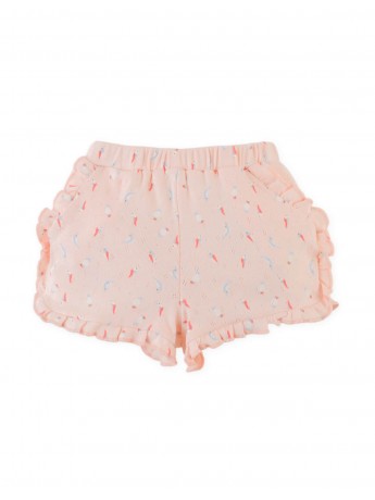 Baby Dina Pointelle Shorts with All-Over Floral Print and Ruffles