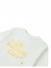 Boxy Tee with Graphic Print and Daisy Crochet Appliqué