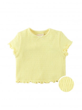 Fully Smocked Blouse with Satin Bow Tie Appliqué