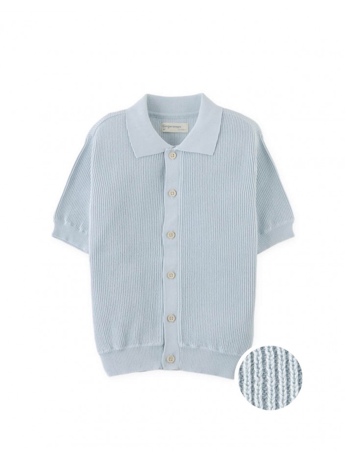 Jae Rib-Knit Button-Up Polo