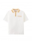 Koa Ribbed Cotton Polo with Contrast Collar Stripes and Patch Pocket