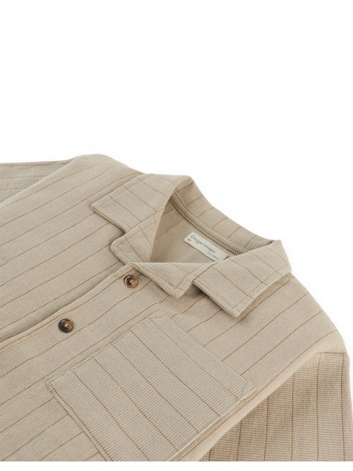 Zain Striped Knit Button-Up Polo with Patch Pocket