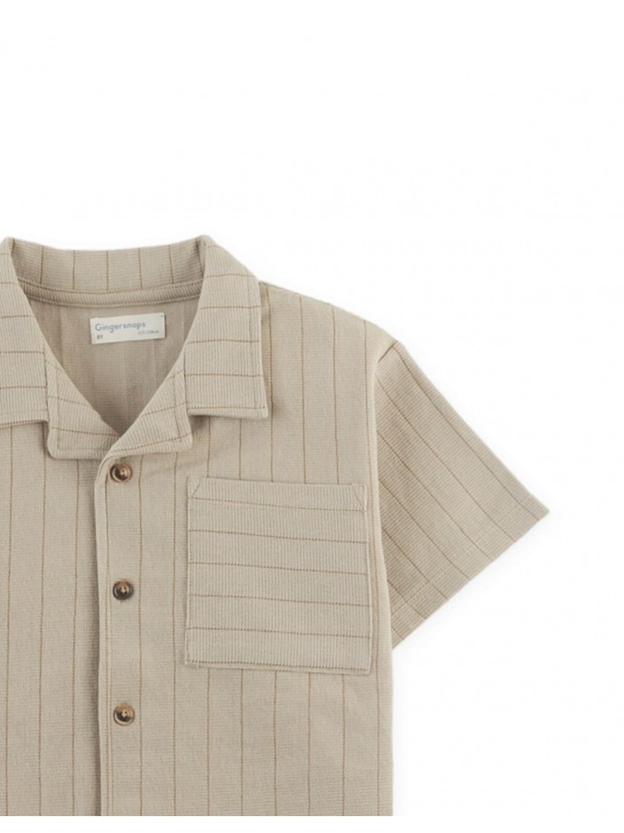 Zain Striped Knit Button-Up Polo with Patch Pocket