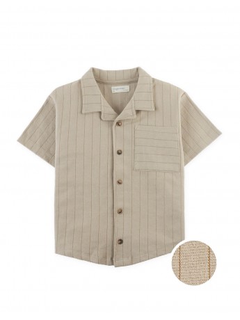 Zain Striped Knit Button-Up Polo with Patch Pocket