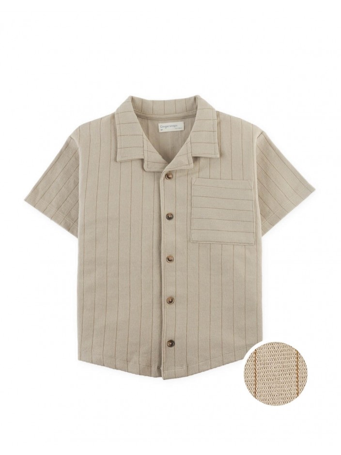 Zain Striped Knit Button-Up Polo with Patch Pocket