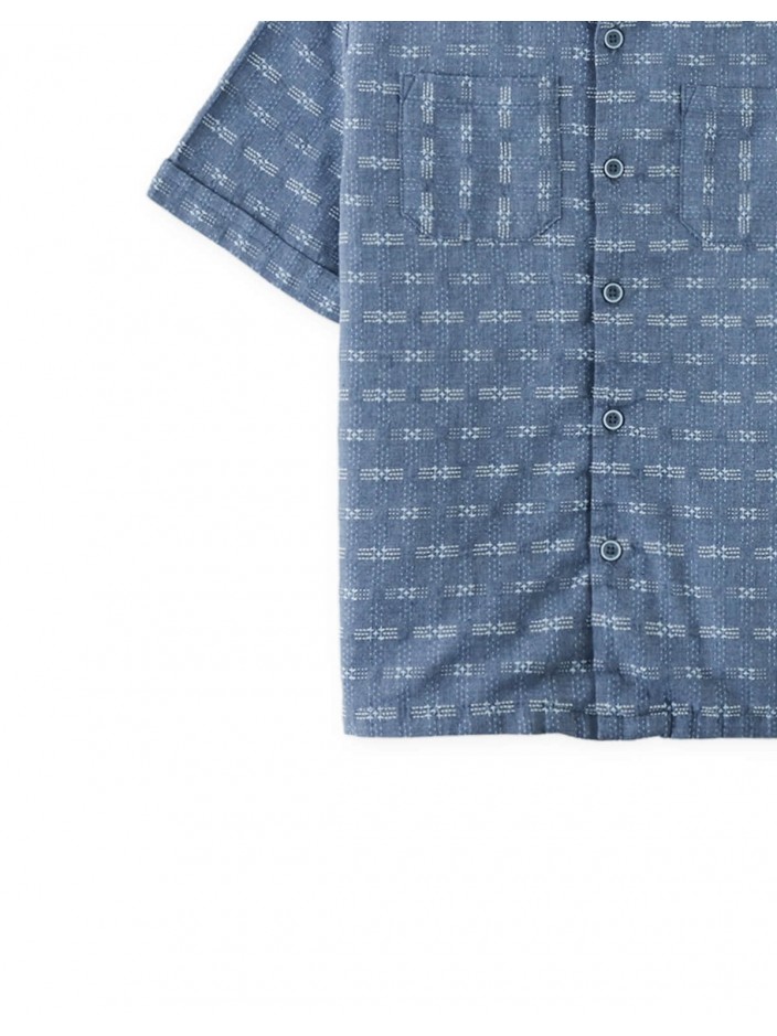 Ryu Sashiko-Inspired Woven Shirt with Patch Pockets