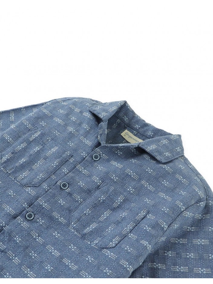 Ryu Sashiko-Inspired Woven Shirt with Patch Pockets
