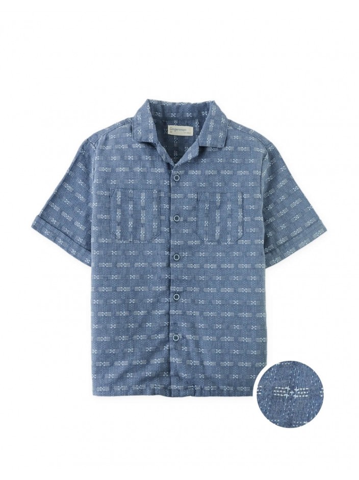 Ryu Sashiko-Inspired Woven Shirt with Patch Pockets