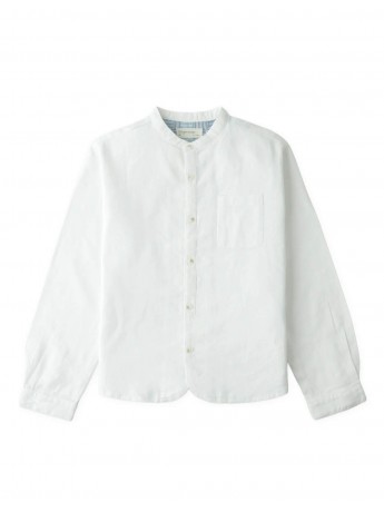 Akio Long-Sleeve Mandarin Collar Shirt with Patch Pocket