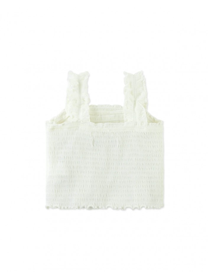 Fully Smocked Tank Top with Ruffled Strappy Sleeves