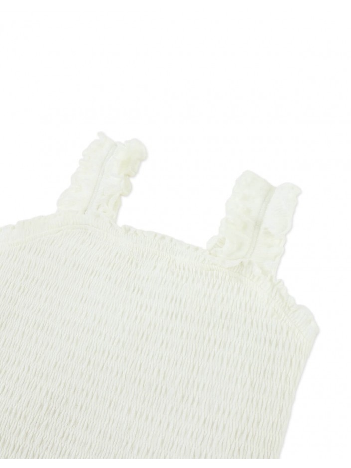 Fully Smocked Tank Top with Ruffled Strappy Sleeves