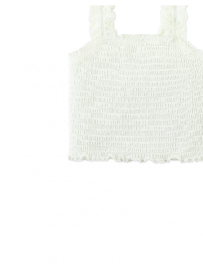 Fully Smocked Tank Top with Ruffled Strappy Sleeves
