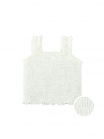 Fully Smocked Tank Top with Ruffled Strappy Sleeves