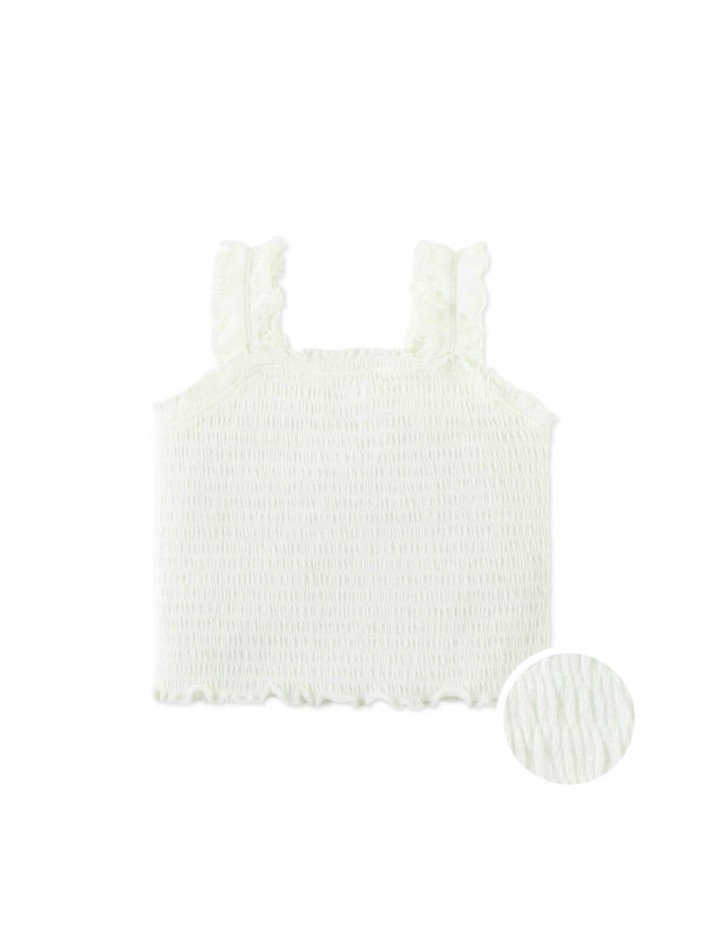 Fully Smocked Tank Top with Ruffled Strappy Sleeves