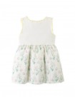 Floral Print Dress with Ruffle Sleeves & Rosette Appliqué
