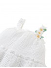 Cotton Muslin Dress with Daisy Crochet Appliqué