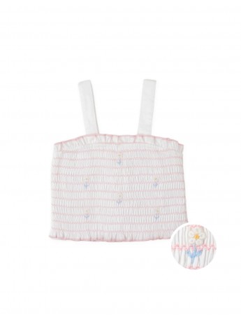Baby Renée Smocked Tank Top with Daisy Embroidery