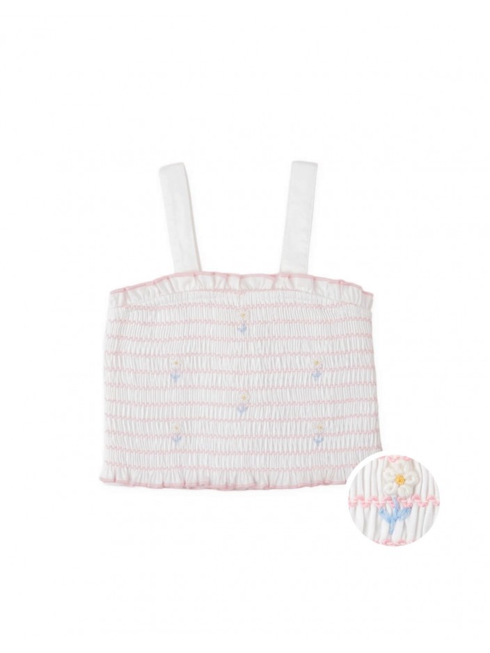 Baby Renée Smocked Tank Top with Daisy Embroidery