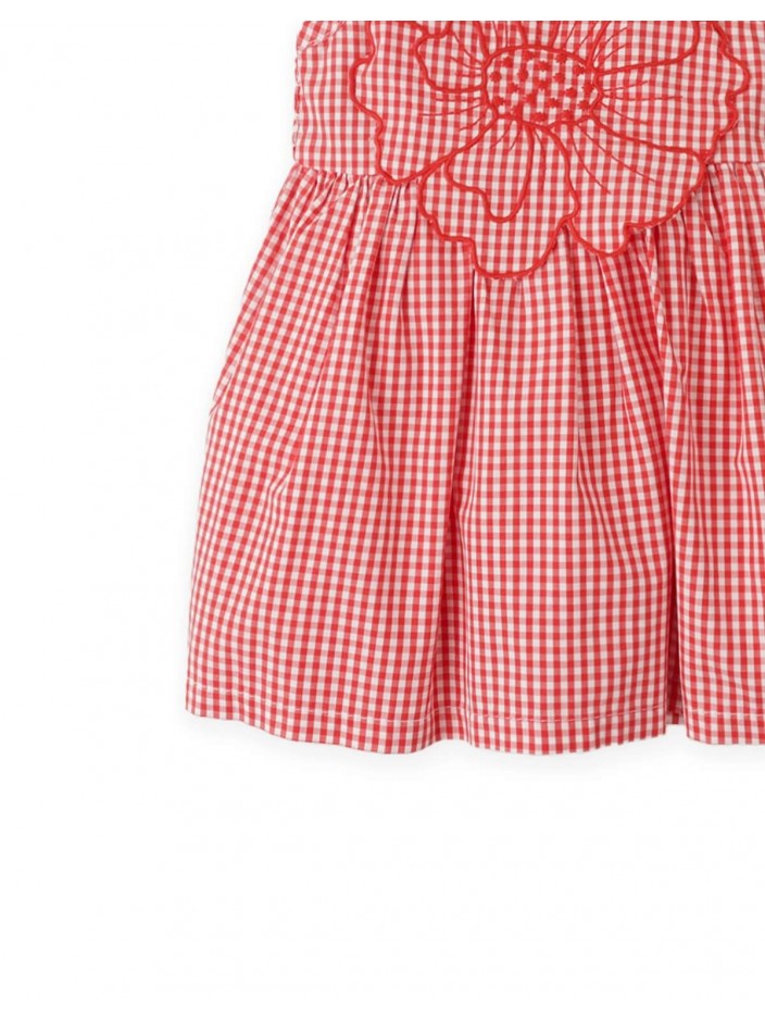 Baby Anthea Gingham Dress with Floral Appliqué