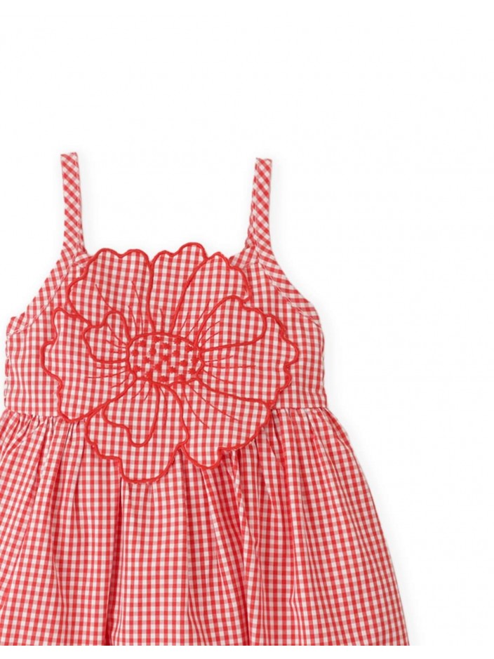 Baby Anthea Gingham Dress with Floral Appliqué