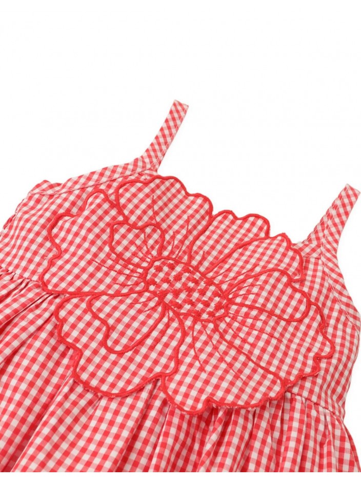 Baby Anthea Gingham Dress with Floral Appliqué
