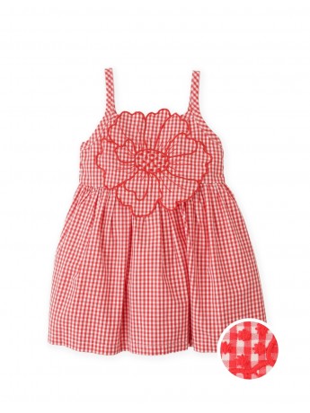 Baby Anthea Gingham Dress with Floral Appliqué