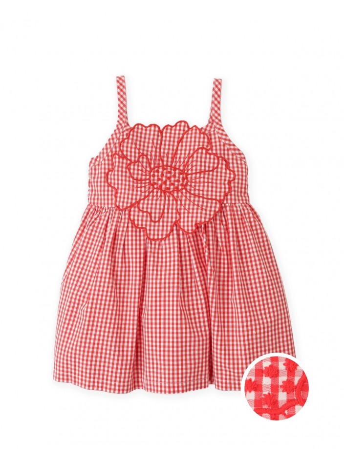 Baby Anthea Gingham Dress with Floral Appliqué
