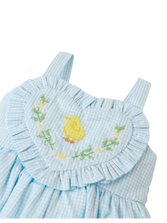Baby Cove Gingham Dress with Heart Appliqué and Cross-Stitch Embroidery