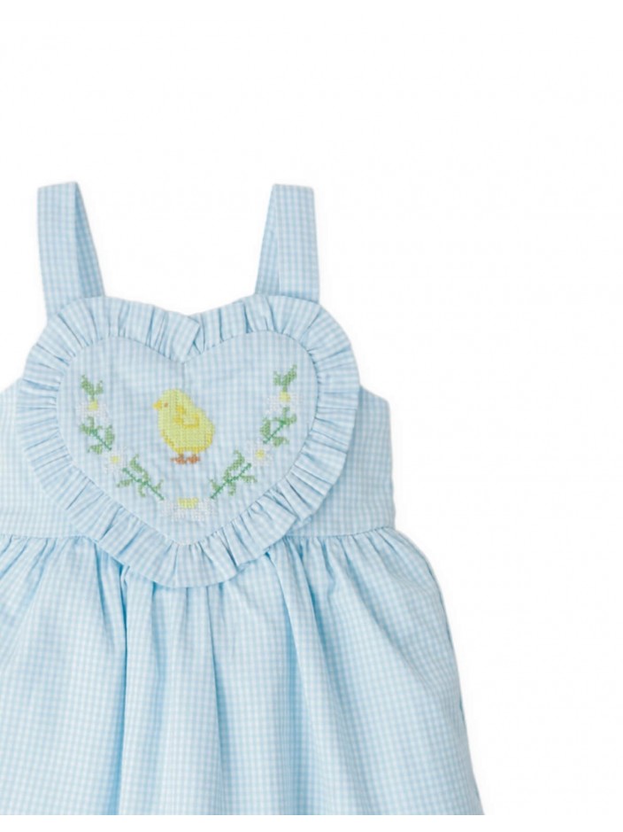 Baby Cove Gingham Dress with Heart Appliqué and Cross-Stitch Embroidery