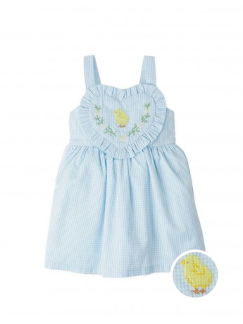 Baby Cove Gingham Dress with Heart Appliqué and Cross-Stitch Embroidery
