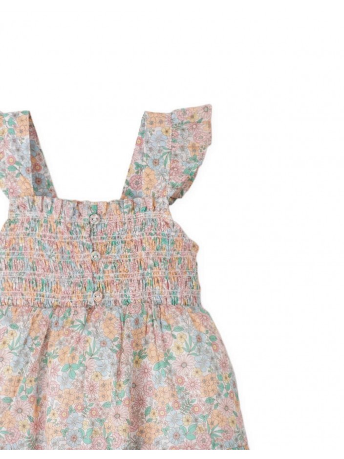 Baby Irene Smocked Floral Dress with Ruffle Sleeves