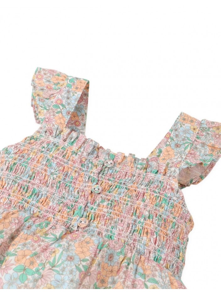 Baby Irene Smocked Floral Dress with Ruffle Sleeves
