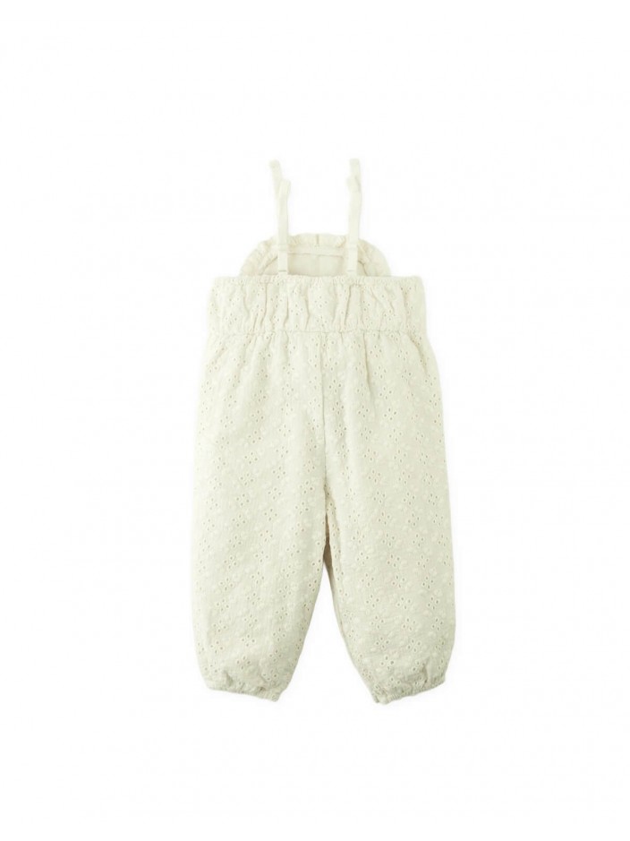 Baby Bianca Eyelet Jumpsuit with Lace Trim and Bow Ties