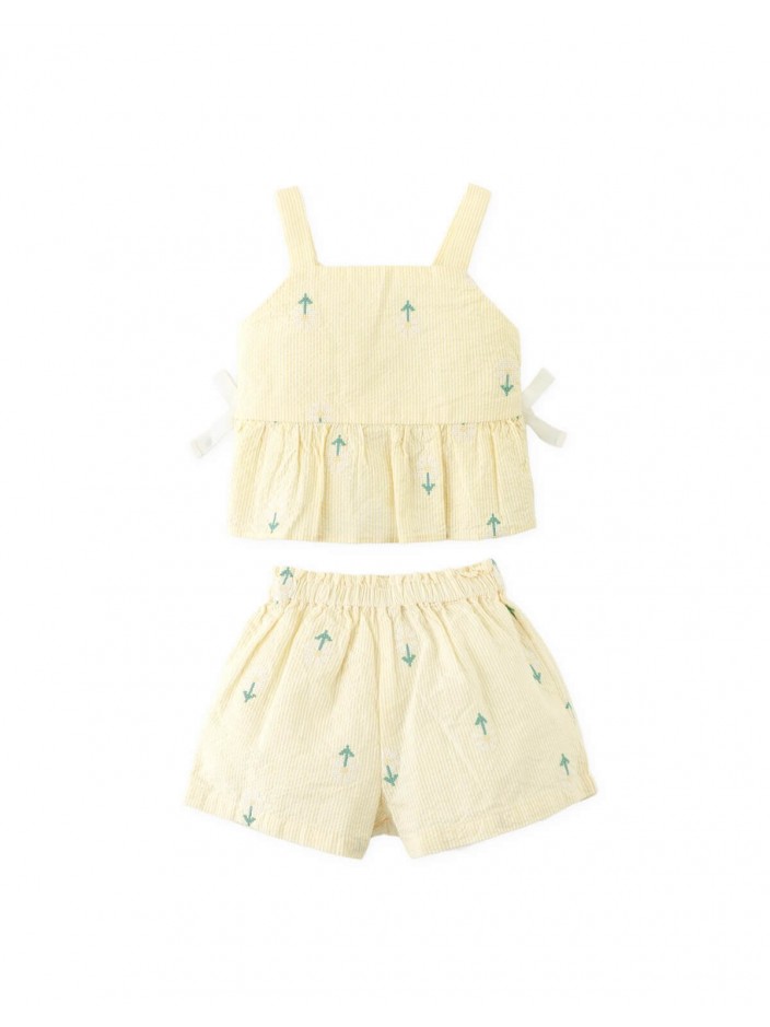 Baby Delia Embroidered Peplum Top and Shorts Set