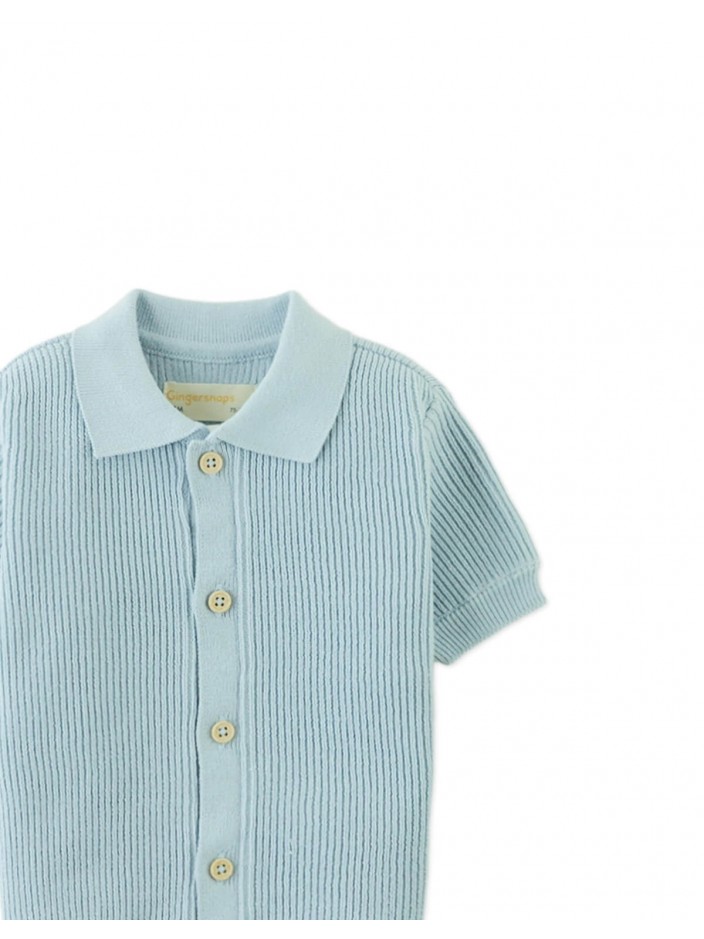 Baby Jae Rib-Knit Button-Up Polo