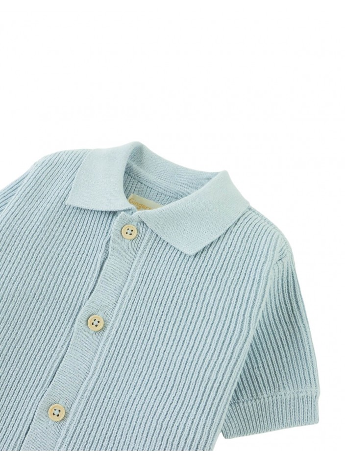Baby Jae Rib-Knit Button-Up Polo
