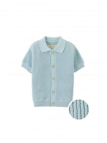 Baby Jae Rib-Knit Button-Up Polo