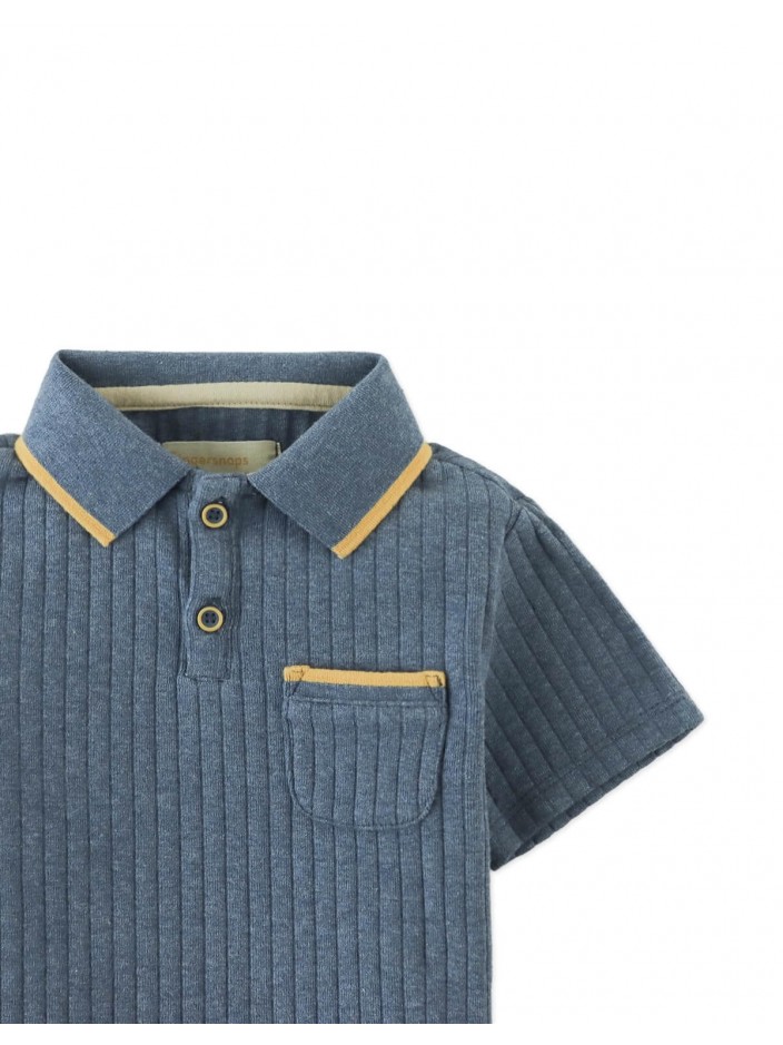 Baby Manu Ribbed Polo with Patch Pocket