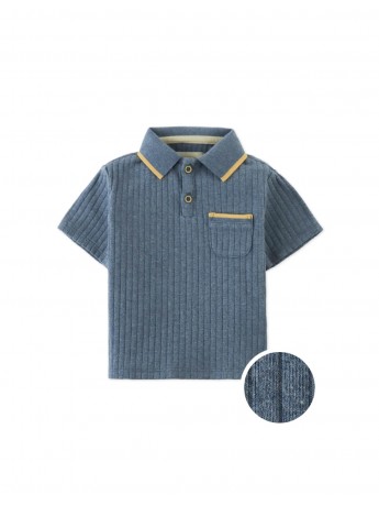 Baby Manu Ribbed Polo with Patch Pocket
