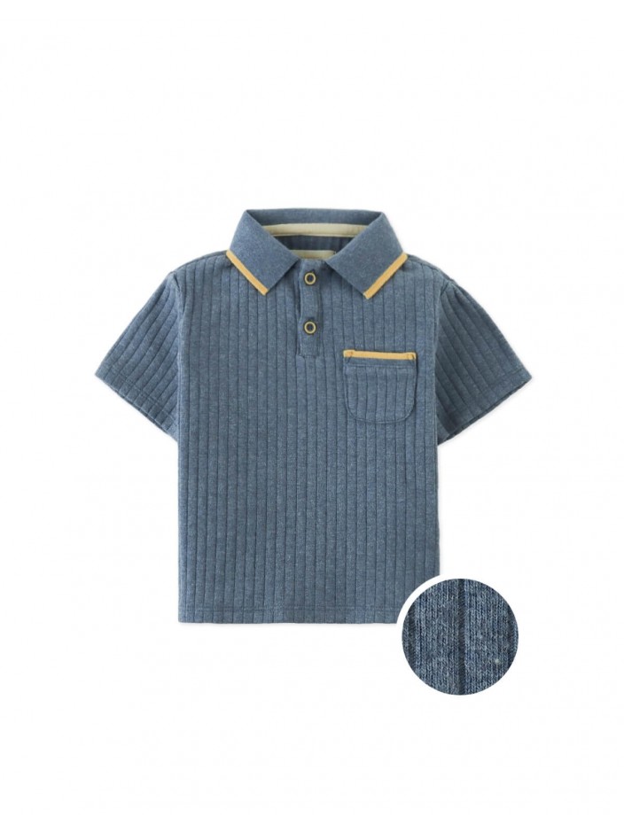 Baby Manu Ribbed Polo with Patch Pocket