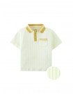 Baby Koa Ribbed Cotton Polo with Contrast Collar Stripes and Patch Pocket