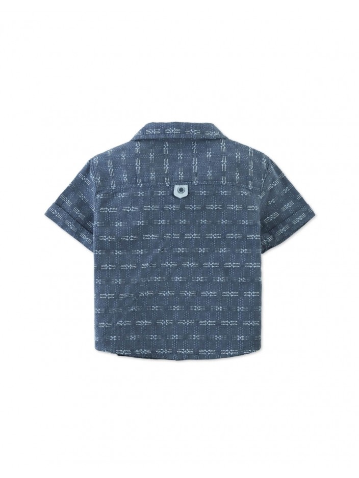 Baby Taiga Sashiko-Inspired Woven Shirt with Contrast Patch Pocket