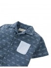 Baby Taiga Sashiko-Inspired Woven Shirt with Contrast Patch Pocket